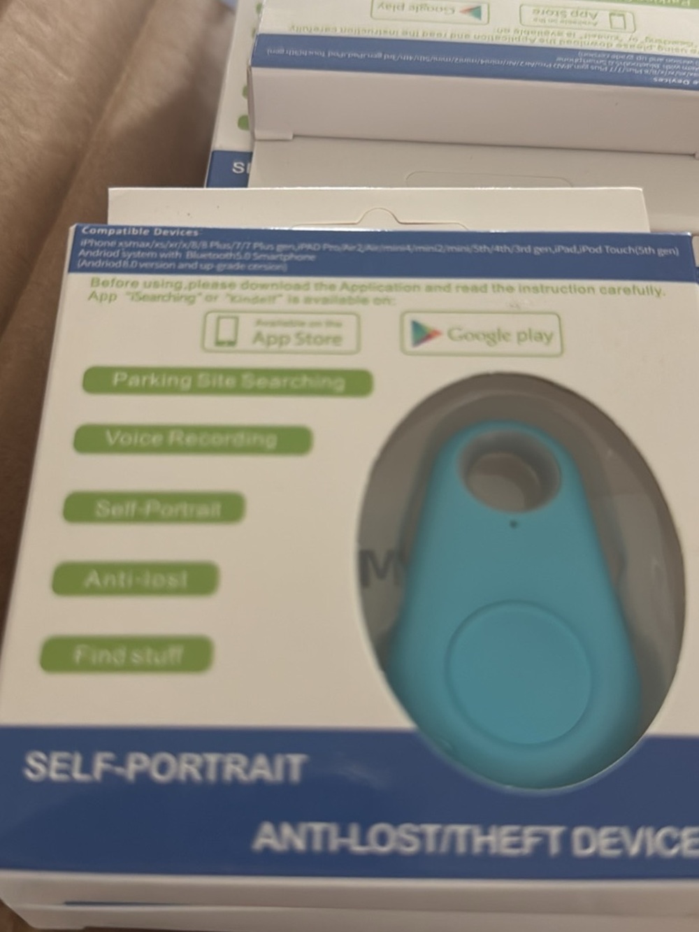 (2) Blue Self-Portrait Anti-Lost Theft Bluetooth Tracker